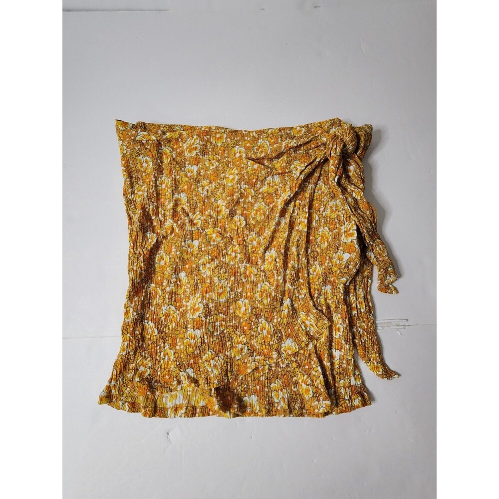 Faithfull The Brand Mali Floral Wrap Mini Skirt Womens 2 Orange Waist Tie Beach